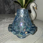 Fenton BLUE Spanish Lace Heart Opalescent Fairy Lamp Light -  Rare