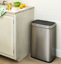 Motion Activated Trash Can Silver Touchless Kitchen 11.8 Gallons