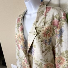 Vintage 80s size L floral tapestry blazer womens boxy cottagecore jacket