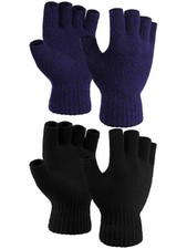Thick Cashmere Half Finger Gloves for Men and Women - Winter Knitted, 2 Pairs