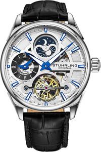 Authentic Stylish Men's Gold Plated Skeleton Automatic Watch with Leather Band