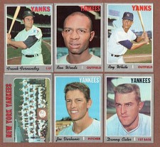 1970 Topps Lot (6) Yankees #82 #253 #373 White #399 Team #416 #437 Cater  EX