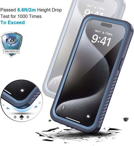 Etui na telefon iPhone 15 - wodoodporne w kolorze niebieskim - Zdjęcie 4 z 7