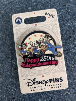 Disney Parks 2026 Happy Independence Day 250th USA July 4 Mickey Goofy LR Pin
