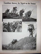 Ww1 Candian Soldiers Somme Trenches Advance Army 1916 Original Antique Print