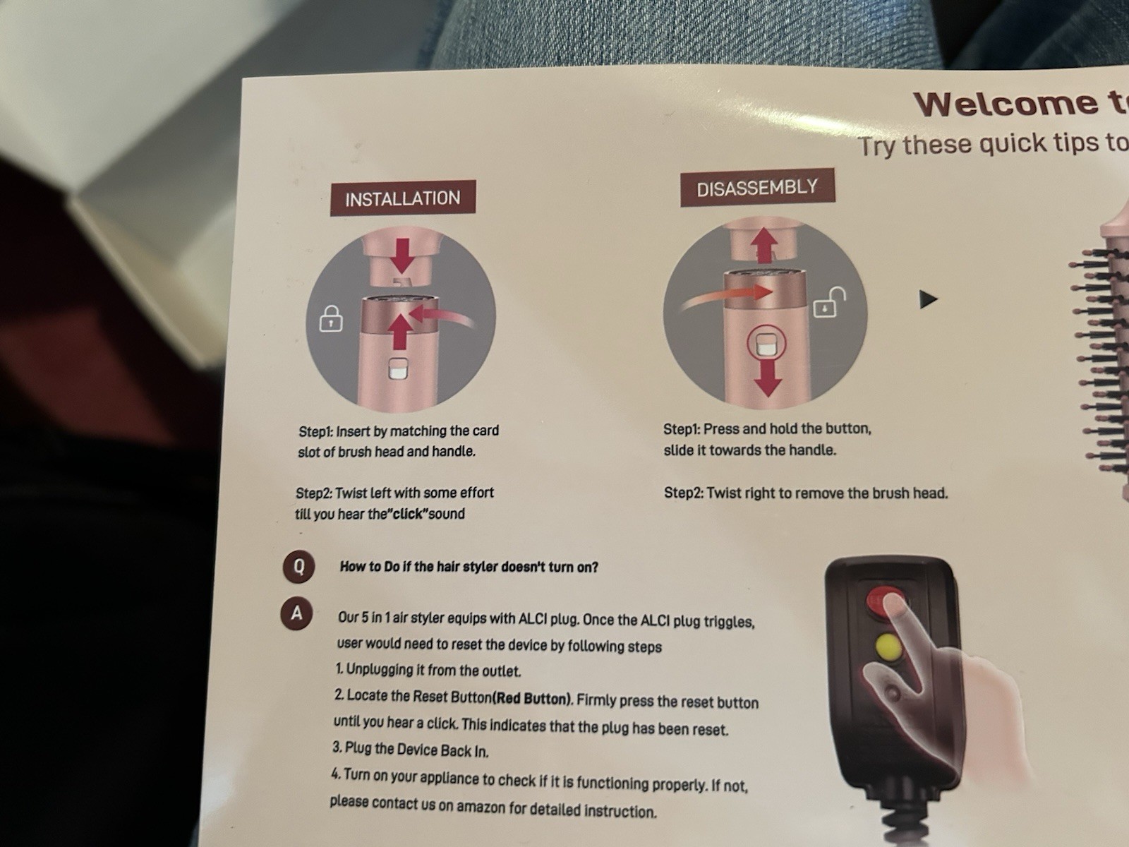 5 in 1 Hair Dryer Brush Fast Blow Dry & Curling Styling Tool Included Travel Bag