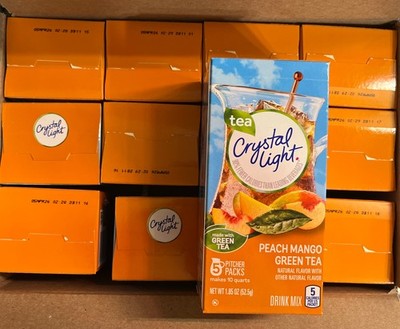 12- Crystal Light Peach Mango Green Tea  Powdered Drink Mix 60 X 2 Quarts Packs