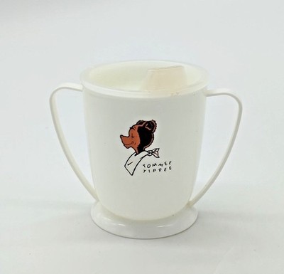 Vintage Tommee Tippee Sippy Cup White Double Handle 1960's Drinking Cup W/Lid