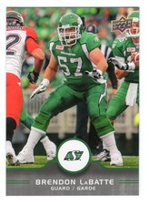 2016 UD CFL Brendon LaBatte Card #96 Saskatchewan Roughriders Regina