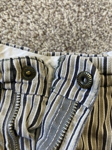 Vintage 60s Youth S Striped Cotton Shorts Buckle Back - Picture 9 of 9