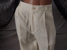 VTG LIZ SPORT LINEN RAYON NILLA CREME LOUNGE DAY PANTS SLACKS SZ4 26"