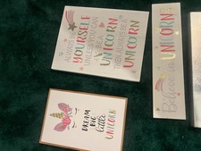 Unicorn Inspirational Multicolor Glitter Wall Art Set for Kids Bedroom, Modern