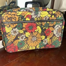 Vintage Retro Suitcase Floral Flowers Bantam Travelware 70  s, 60's