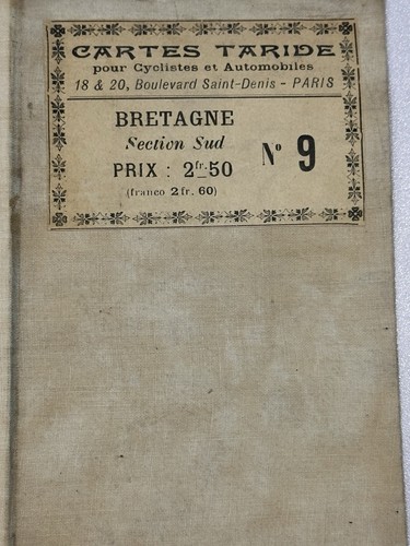 Antique Cartes Taride Road Map 9 Bretagne South Section 1900-1930 Paper/Linen
