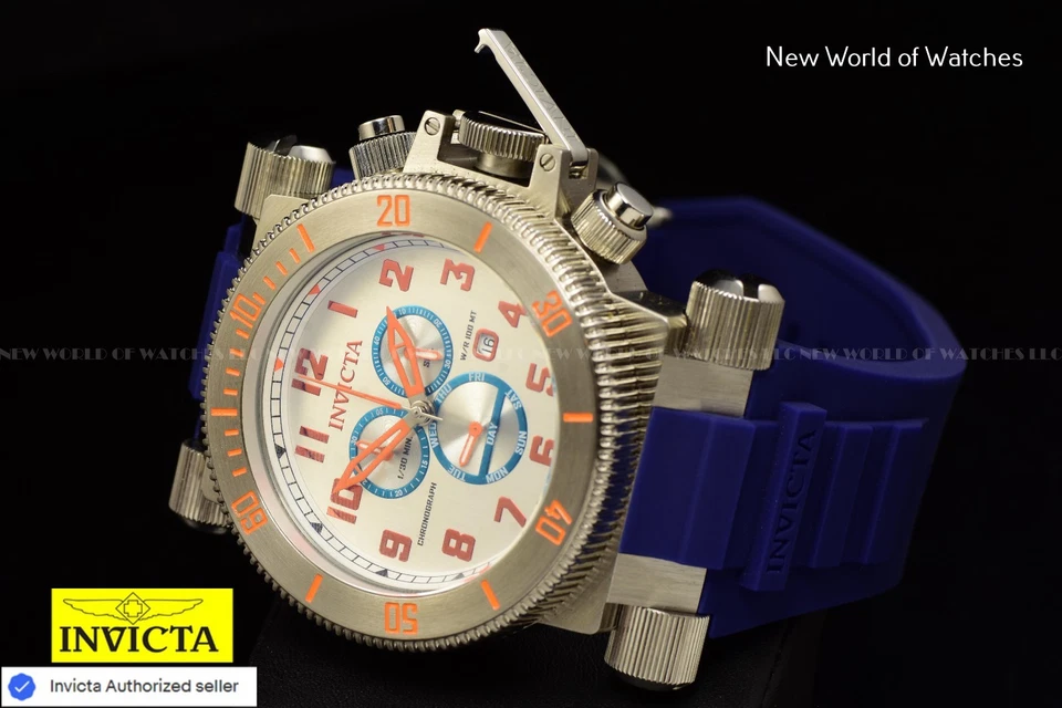 RARE Invicta Coalition Forces 51mm Swiss Quartz Chronograph Blue Strap Watch - Image 3 of 4