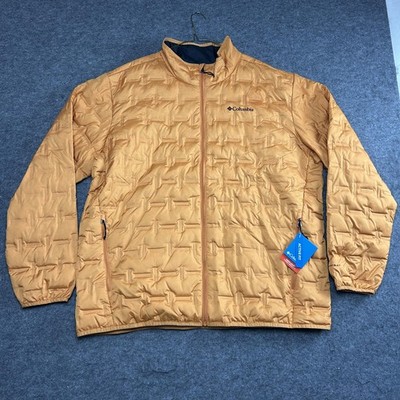 Columbia Jacket Men's 2XL, Orange Delta Ridge Down 650 Fill Omni-Heat WO8412