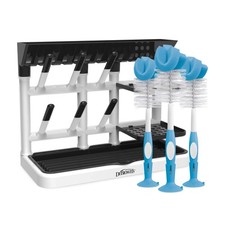 New Parents Baby Bottle Drying Rack Tower with Cleaning Brush Blue