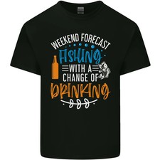 Camiseta de algodón ligero Fishing Forecast Funny Beer Fisherman 2 para hombre