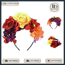 Handmade Day of the Dead Flower Crown Headband - Vibrant Mexican Festival Style