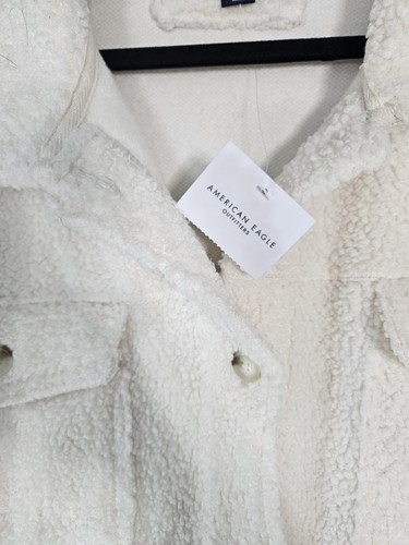NWT American Eagle Womens XL Sherpa Warm Thick Jacket Cream Button Up Pockets - Picture 3 of 10