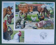 Grande Enveloppe Premier jour Timbres Bloc Animaux De La Ferme N° 69 Paris 2004