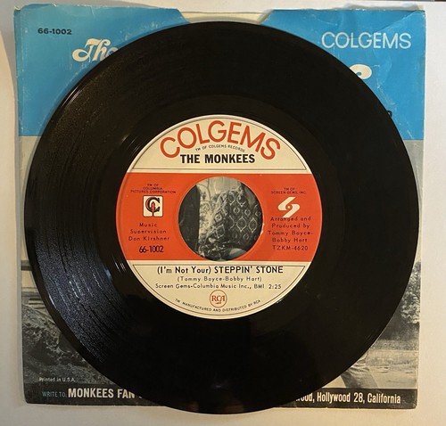 THE MONKEES “I'M A BELIEVER” / “I'M NOT YOUR STEPPIN' STONE” 45 Single (PS) EX! - Foto 3 di 3