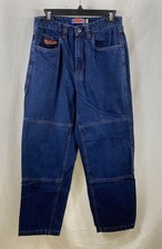 Empyre Men's Relaxed Fit Skate Jeans Dark Wash Blue Double Knee Detail Size 28