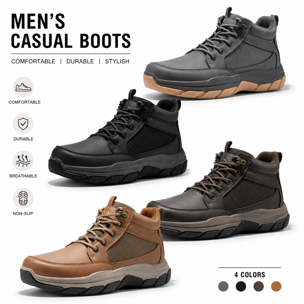 Mens Hiking Boots Lightweight Mesh Breathable Ankle Lace Up Climbing Shoes
Opens in a new window or