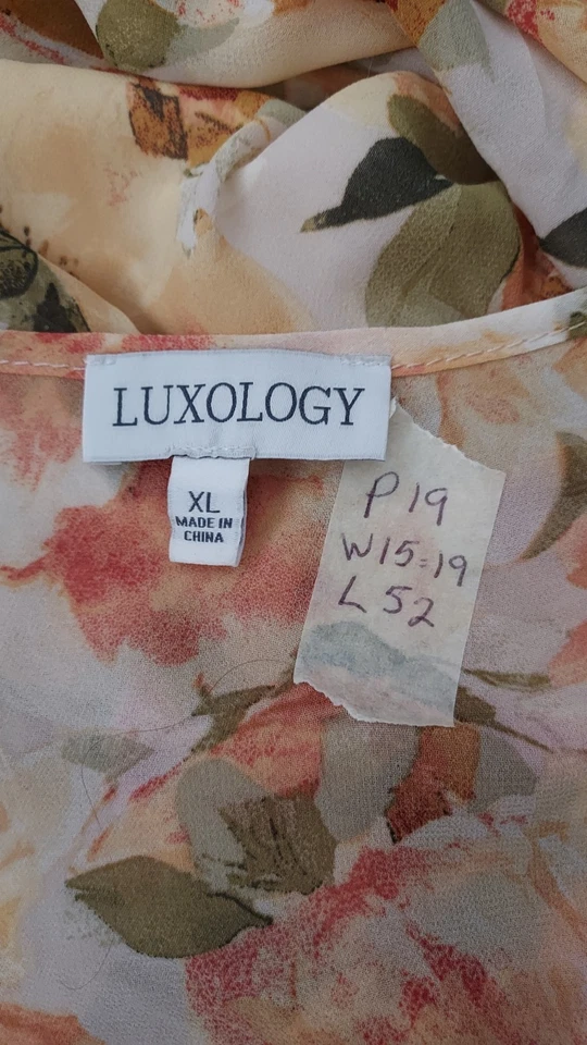 Maxi Vestido Luxology XL Floral Manga Larga Sobrepelliz Imitación Envoltura Fluido Boho Foto 3 de 4