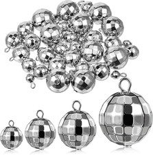 40 Pcs Mini Disco Balls,4 Sizes Disco Ball Ornament Silver Hanging Disco Ball
