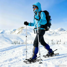 Snowshoes 25 in Silver/Black Aluminum HDPE Adjustable Non-Slip with Carry Bag XL