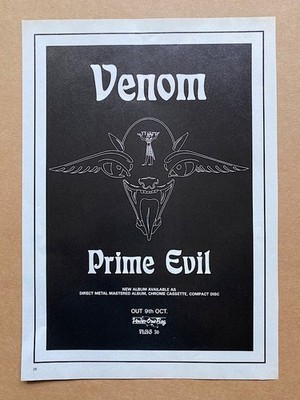 VENOM PRIME EVIL (B) MEMORABILIA Original NWOBHM music press advert from 1989  -