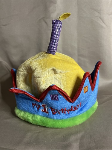 My 1st Birthday hat kids yellow/red/blue and green - Rare