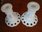 Vintage Westmoreland Milk Glass Doric Lace Candle Stick Holder White set of 2