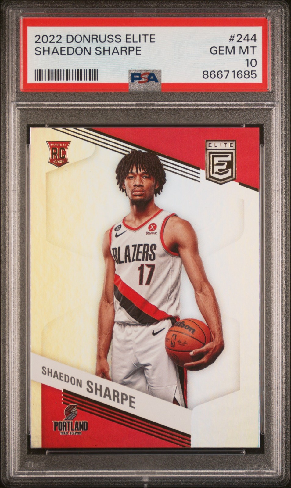 2022-23 Panini Donruss Elite Shaedon Sharpe RC #244 PSA 10 GEM MINT POP 4!