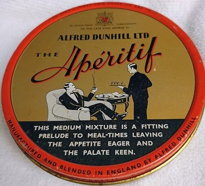 Vintage Alfred Dunhill ''Aperitif'' tobacco tin with royal appointment.