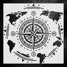 Elegant Compass Home Decor Wall Art Reusable Plastic Stencil - StencilAir