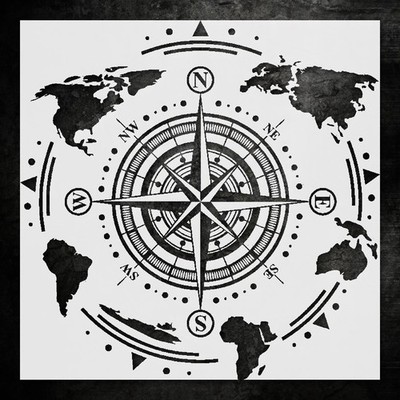 Elegant Compass Home Decor Wall Art Reusable Plastic Stencil - StencilAir