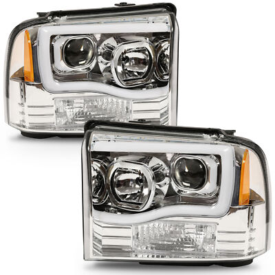 LED DRL Headlights Set LH+RH For Ford F250 F350 F450 F550 Super Duty 2005-2007