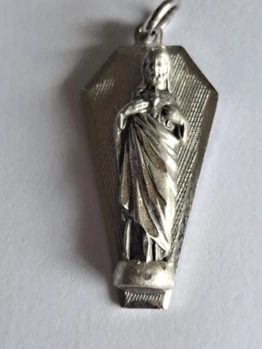 Sacred Heart of Jesus 3D medal Sterling Silver Vintage USA