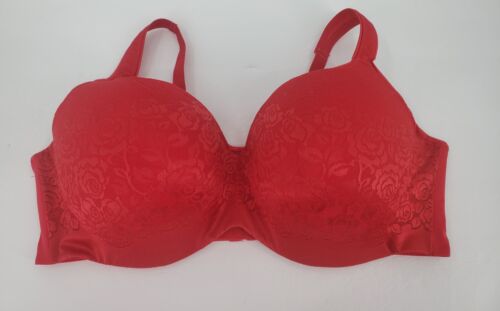 Avenue Body Lightly Padded Floral Lace Underwire Red Bra Size 46 DD