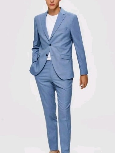 Samuel Windsor Wool Suit Blue Notched Lapel Double Vent NEW 40R Flat Front 34x31 - Picture 22 of 24