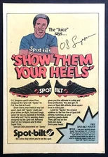 1980 OJ Simpson portrait Spot-Bilt Spots Athletic Shoes vintage print ad