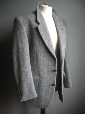 HARRIS TWEED JACKET 38 REG mens blue grey 100% pure new wool SENATOR hebrides