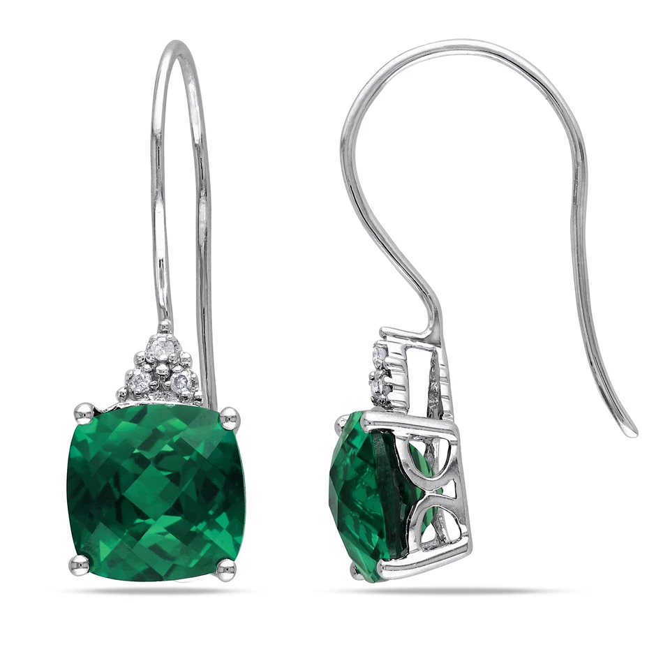 Amour 10k Gold 5 2/5CT TGW Created Emerald and Diamond Accent Earrings