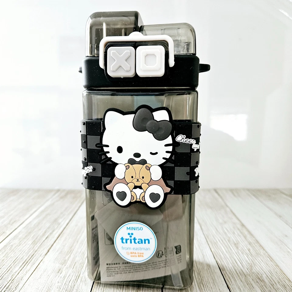 Двойная бутылка для питьевой воды Hello Kitty Miniso Tritan с соломинкой портативная 520 мл - Изображение 2 из 4