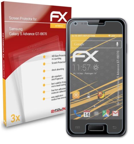 atFoliX 3x Schutzfolie für Samsung Galaxy S Advance GT-I9070 matt&stoßfest - Photo 1 sur 9