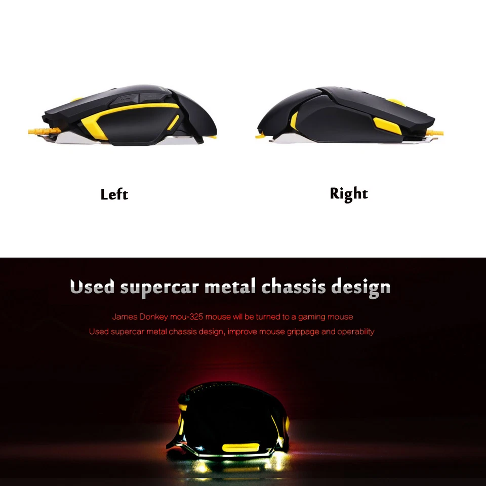 James Donkey 325S Gaming Mice USB Wired Mouse with Adjustable (325S Black) - Image 3 of 4