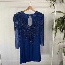 Vintage Beaded 80 s Scala Dynasty Blue Dress