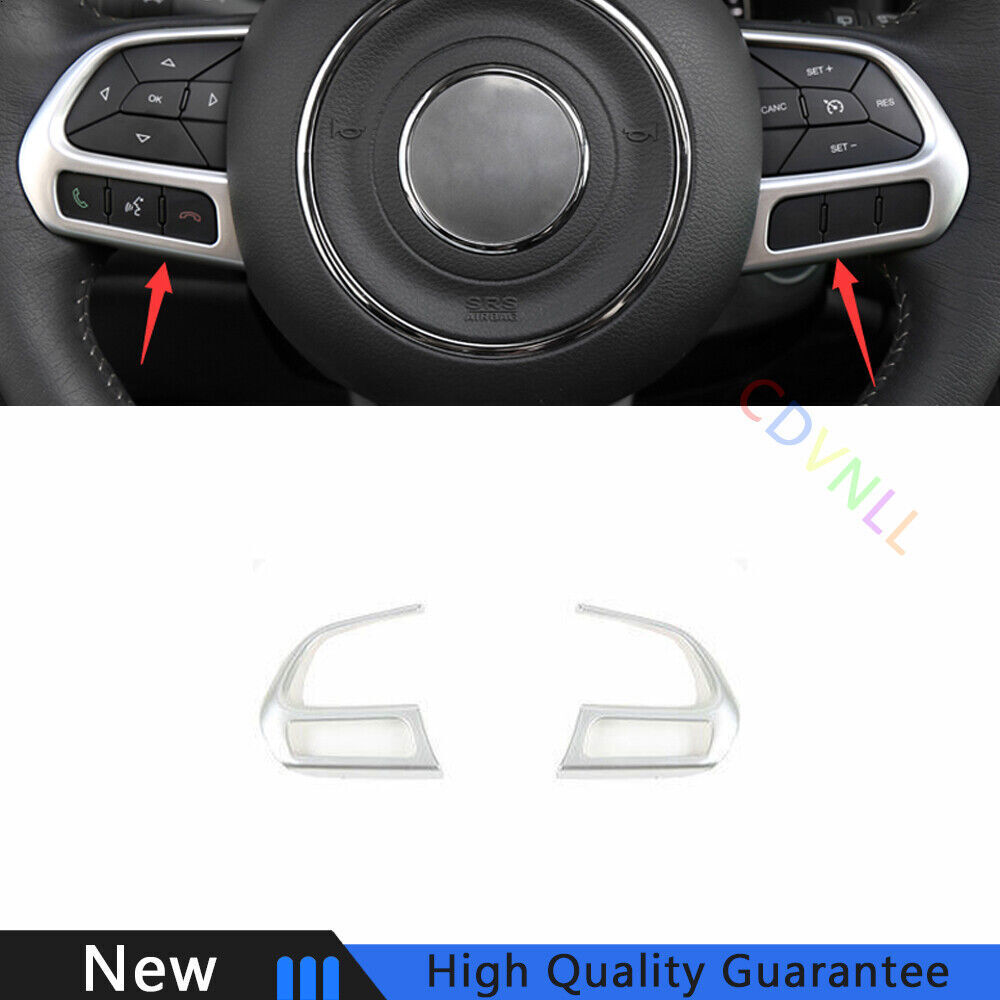 Fit For Jeep Compass 2017-2020 Matte Silver Car Steering Wheel Switch Cover Trim